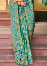 Load image into Gallery viewer, Shades Of Blue Dola Silk Saree with Beautiful Embroidery work: Wedding Edition