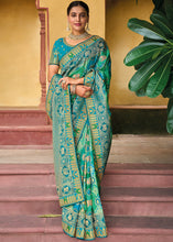 Load image into Gallery viewer, Shades Of Blue Dola Silk Saree with Beautiful Embroidery work: Wedding Edition