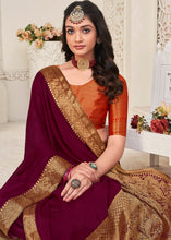 Load image into Gallery viewer, Burgundy Purple Woven Chinon Silk Saree