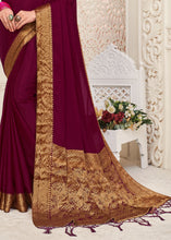 Load image into Gallery viewer, Burgundy Purple Woven Chinon Silk Saree