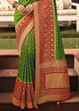 Load image into Gallery viewer, Forest Green Woven Banarasi Silk Saree with Embroidered Blouse