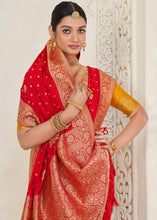 Load image into Gallery viewer, Candy Red Zari Woven Dola Silk Saree