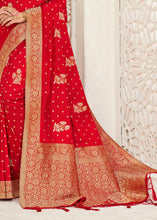 Load image into Gallery viewer, Candy Red Zari Woven Dola Silk Saree