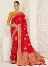 Load image into Gallery viewer, Candy Red Zari Woven Dola Silk Saree