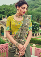 Load image into Gallery viewer, Sardine Grey Designer Organza Saree with Intricate Embroidery work