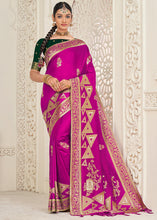 Carica l'immagine nel visualizzatore Galleria,Magenta Blue Zari Woven Dola Silk Saree