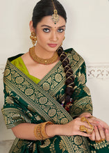 Load image into Gallery viewer, Sacramento Green Zari Woven Dola Silk Saree