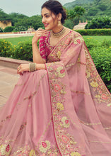 Load image into Gallery viewer, Thulian Pink Designer Organza Saree with Intricate Embroidery work