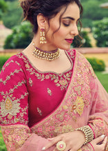 Load image into Gallery viewer, Thulian Pink Designer Organza Saree with Intricate Embroidery work