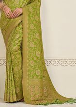 Load image into Gallery viewer, Avocado Green Zari Woven Dola Silk Saree