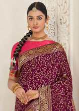 Load image into Gallery viewer, Boysenberry Purple Zari Woven Dola Silk Saree