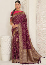 Load image into Gallery viewer, Boysenberry Purple Zari Woven Dola Silk Saree