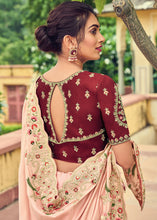 Load image into Gallery viewer, Light Peach Pink Designer Organza Saree with Intricate Embroidery work