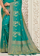 Load image into Gallery viewer, Turquoise Blue Zari Woven Dola Silk Saree