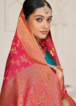Load image into Gallery viewer, Fiery Rose Pink Zari Woven Dola Silk Saree