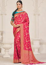 Load image into Gallery viewer, Fiery Rose Pink Zari Woven Dola Silk Saree