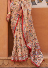 Load image into Gallery viewer, Ecru Brown Patola Printed Tissue Silk Saree with Designer Blouse