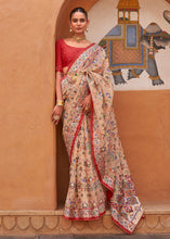 Load image into Gallery viewer, Ecru Brown Patola Printed Tissue Silk Saree with Designer Blouse