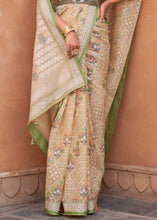 Load image into Gallery viewer, Sand Brown &amp; Green Patola Printed Tissue Silk Saree with Designer Blouse