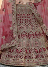 Laden Sie das Bild in den Galerie-Viewer, Maroon Red Velvet Lehenga Choli Having Heavy Embroidery &amp; Hand work: Bridal Edition