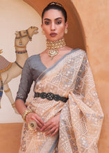 Load image into Gallery viewer, Light Peach Pink Patola Printed Tissue Silk Saree with Designer Blouse
