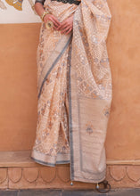 Load image into Gallery viewer, Light Peach Pink Patola Printed Tissue Silk Saree with Designer Blouse