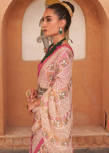 Load image into Gallery viewer, Pink &amp; Ivory White Patola Printed Tissue Silk Saree with Designer Blouse