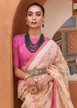 Load image into Gallery viewer, Pink &amp; Ivory White Patola Printed Tissue Silk Saree with Designer Blouse