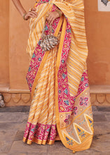 Load image into Gallery viewer, Shades Of Yellow Patola Printed Tissue Silk Saree with Designer Blouse