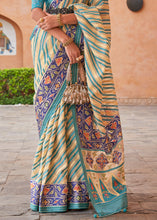 Load image into Gallery viewer, Blue &amp; Light Yellow Patola Printed Tissue Silk Saree with Designer Blouse