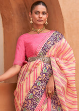 Load image into Gallery viewer, Pink &amp; Light Yellow Patola Printed Tissue Silk Saree with Designer Blouse
