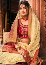 Load image into Gallery viewer, Cream White Woven Banarasi Silk Saree with Embroidered Blouse