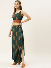 Load image into Gallery viewer, Crop top with cowl dhoti skirt