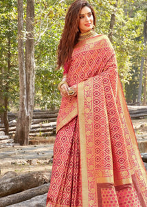 Pink Bridal Silk Banarasi Saree with full Zari weaving