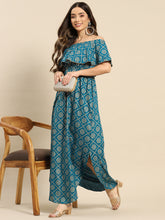 Load image into Gallery viewer, Off shoulder Flare yoke and U hem maxi dress