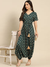 Load image into Gallery viewer, Overlap neck dhoti jumpsuit