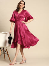 Carica l'immagine nel visualizzatore Galleria,Midi over lap Frill Dress
