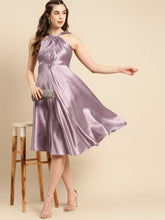 Load image into Gallery viewer, Draped neck flare midi dress