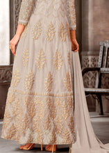 Load image into Gallery viewer, Oat Brown Designer Net Anarkali Suit with Full Thread Embroidery Work