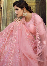 Laden Sie das Bild in den Galerie-Viewer, Creamy Pink Soft Net Lehenga Choli with Sequins, Thread, Zari &amp; Dori work