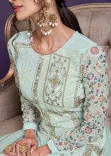 Laden Sie das Bild in den Galerie-Viewer, Sky Blue Georgette Salwar Suit with Thread, Zari &amp; Sequence work