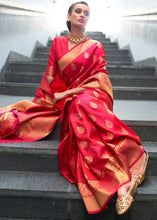 Load image into Gallery viewer, Ruby Pink Woven Banarasi Silk Saree with overall Butti