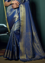 Load image into Gallery viewer, Admiral Blue Woven Kanjivaram Silk Saree