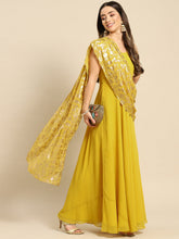 Carica l'immagine nel visualizzatore Galleria,Long flare dress with dupatta drape
