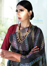 Load image into Gallery viewer, Black Silk Multithread Weaving Saree