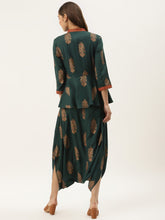 Load image into Gallery viewer, Peplum yoke with low crotch printed jumpsuit