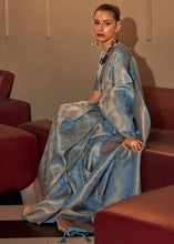 Load image into Gallery viewer, French Blue Two Tone Handloom Weaving Kanjivaram Silk Saree : Top Pick
