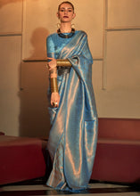 Load image into Gallery viewer, French Blue Two Tone Handloom Weaving Kanjivaram Silk Saree : Top Pick