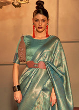 Load image into Gallery viewer, Ocean Green Two Tone Handloom Weaving Kanjivaram Silk Saree : Top Pick