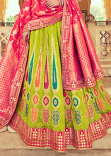Laden Sie das Bild in den Galerie-Viewer, Pear Green Banarasi Silk Lehenga Choli with Khatli and Heavy Embroidered work
